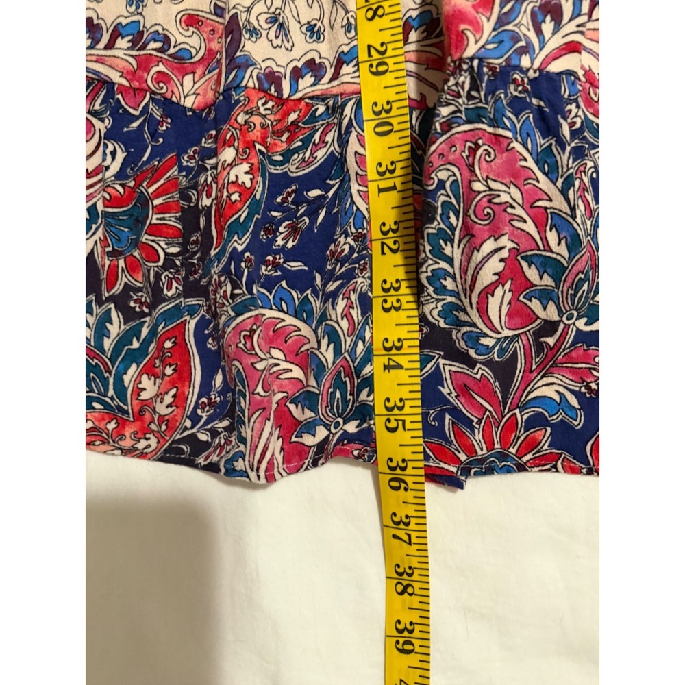 Anthropologie Paisley Floral Tiered Shift Dress‎ Blue Pink Small Mini Boho - Picture 6 of 9